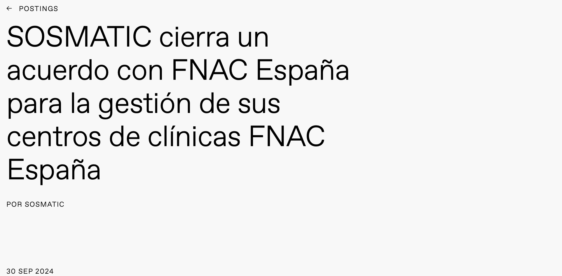 SOSMATIC cierra un acuerdo con FNAC España para la gestión de sus centros de clínicas FNAC España.