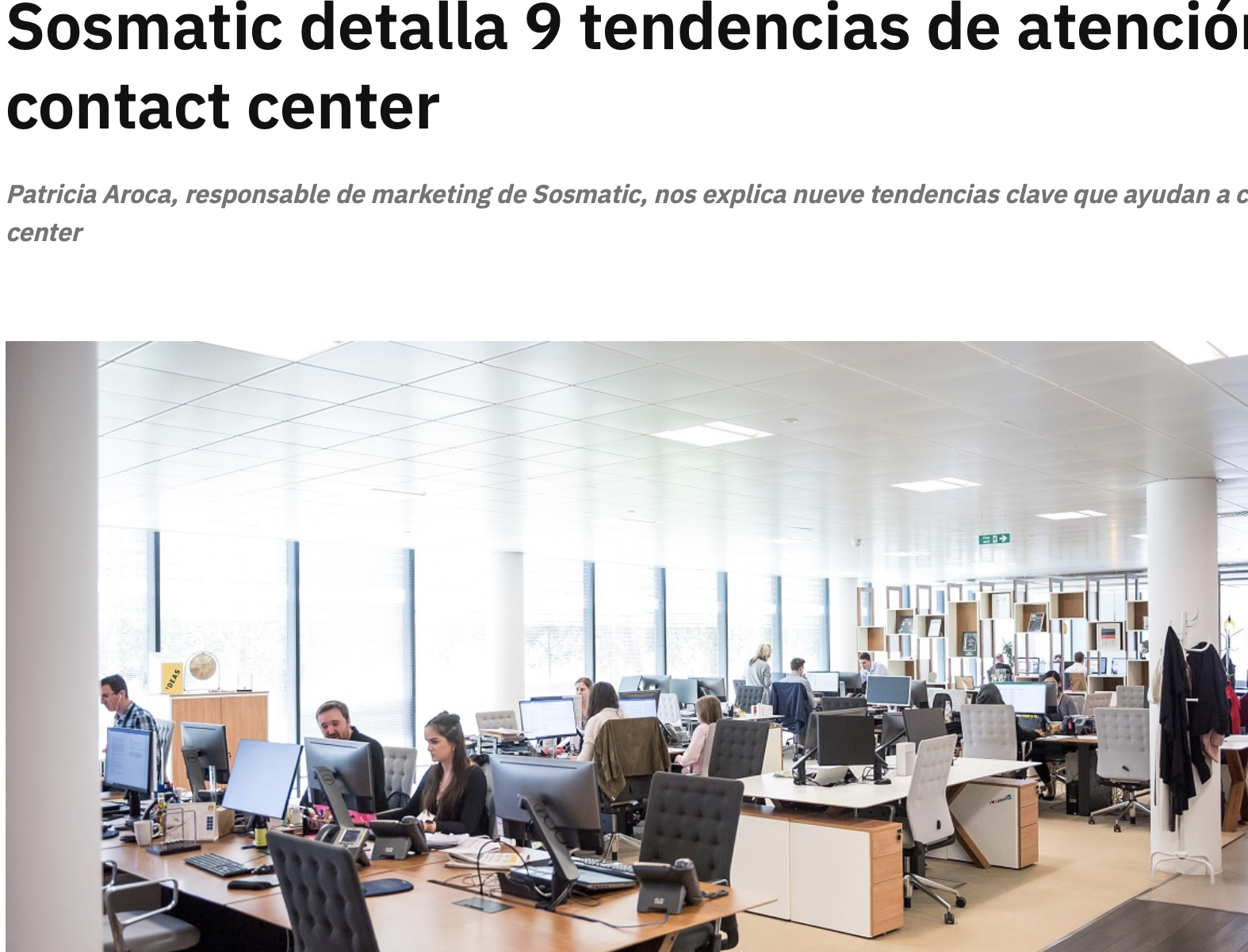 Sosmatic detalla 9 tendencias de atencion al cliente para contact center