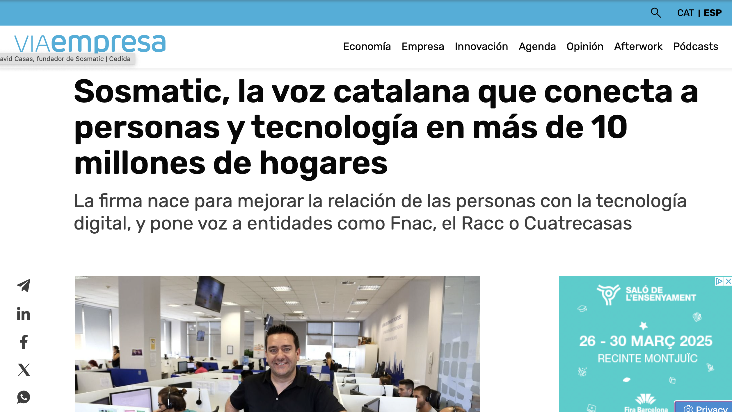 Sosmatic, la voz catalana que conecta a personas y tecnología en más de 10 millones de hogares